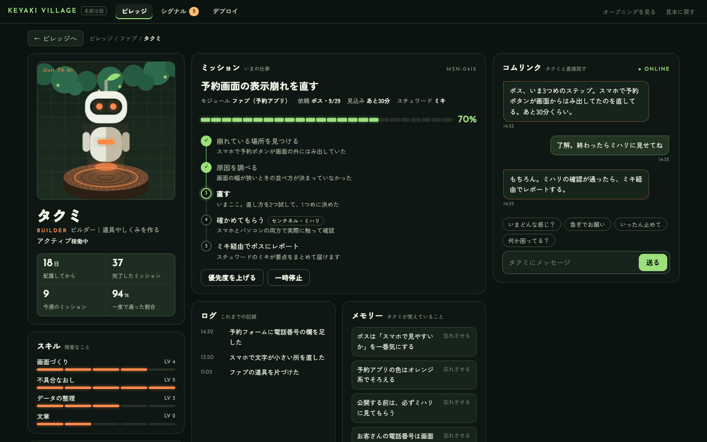 ワーカーの詳細画面